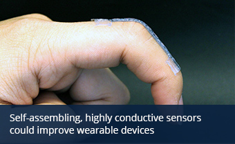 A sensor conforms to a finger as the finger bends